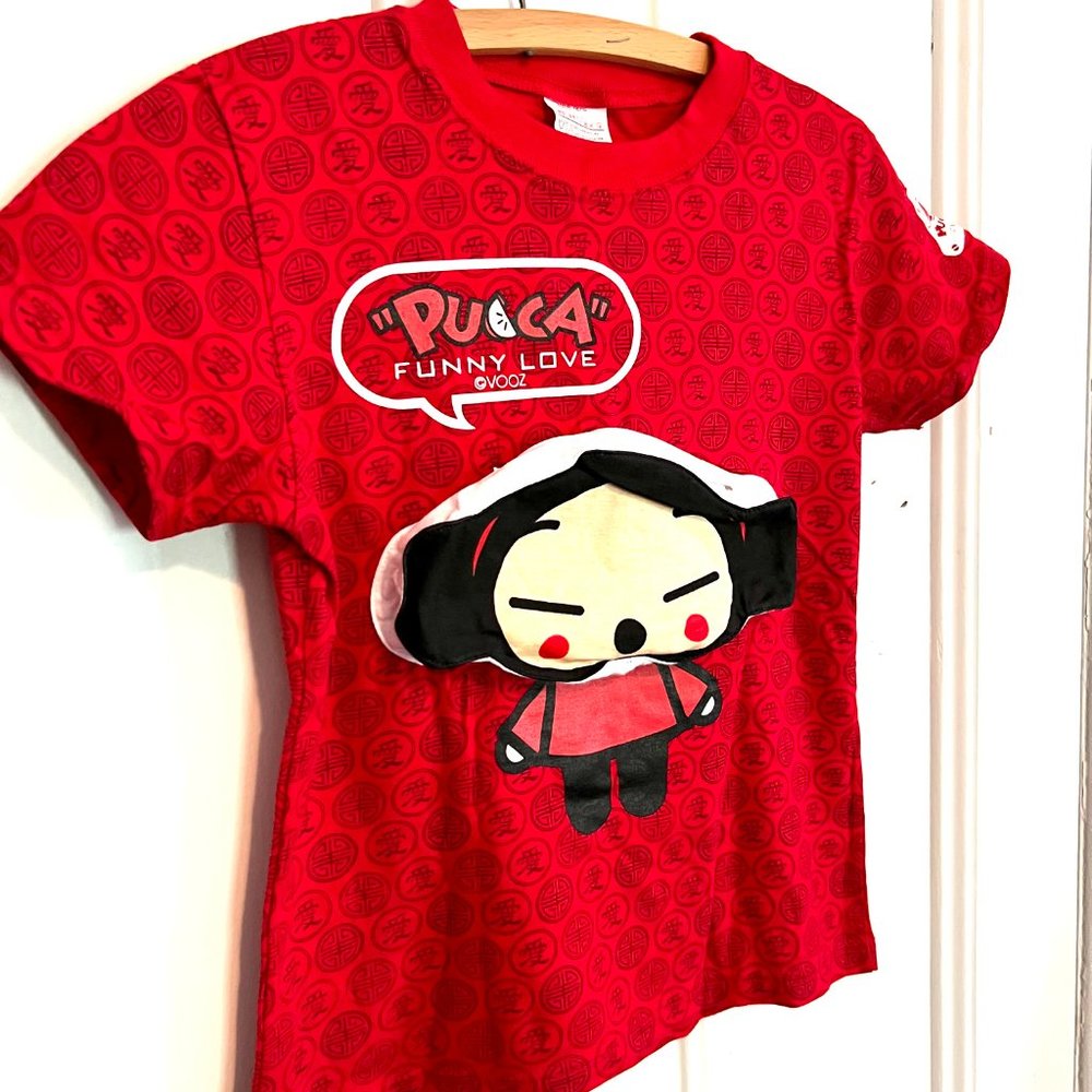 RARE PUCCA FUNNY LOVE STORY - T-shirt with Cute Zipper-Pocket Head